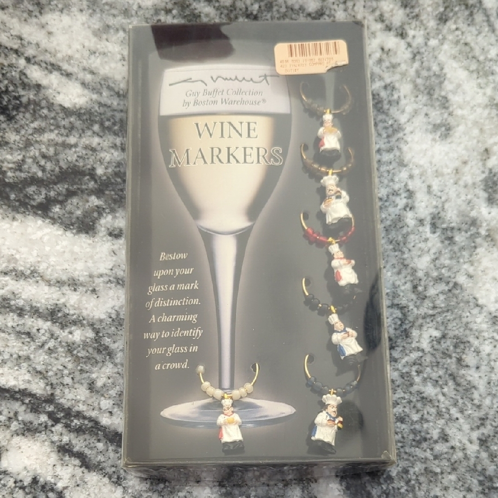 Guy Buffet Boston Warehouse Wine Markers NEW!